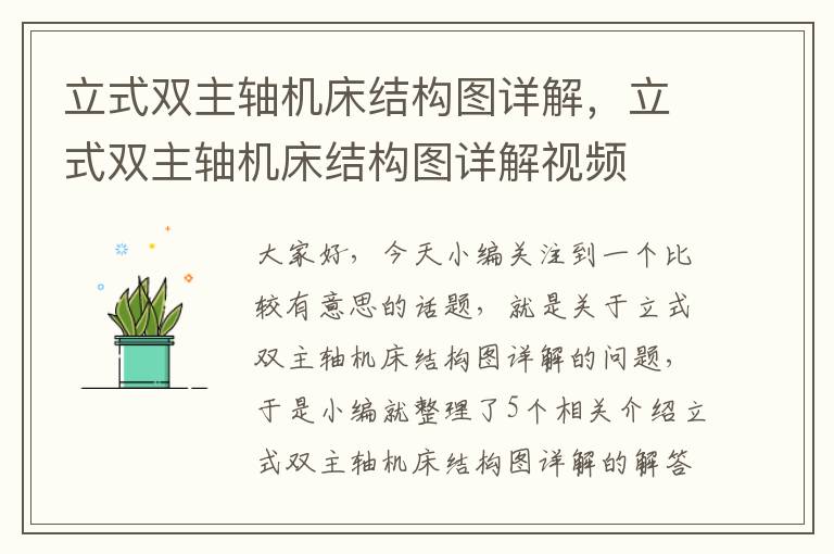 立式双主轴机床结构图详解，立式双主轴机床结构图详解视频