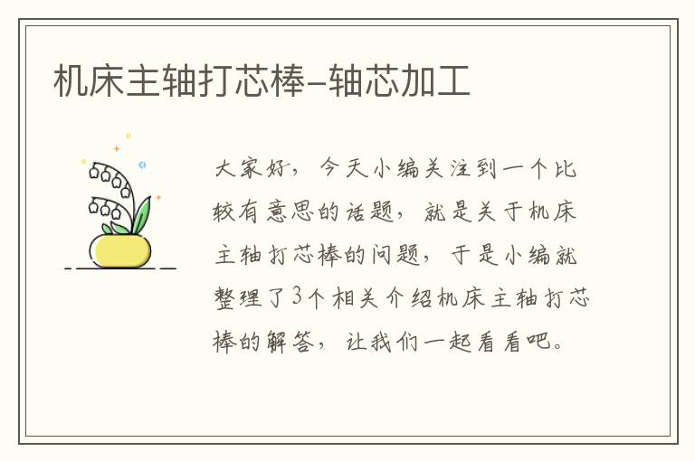 机床主轴打芯棒-轴芯加工