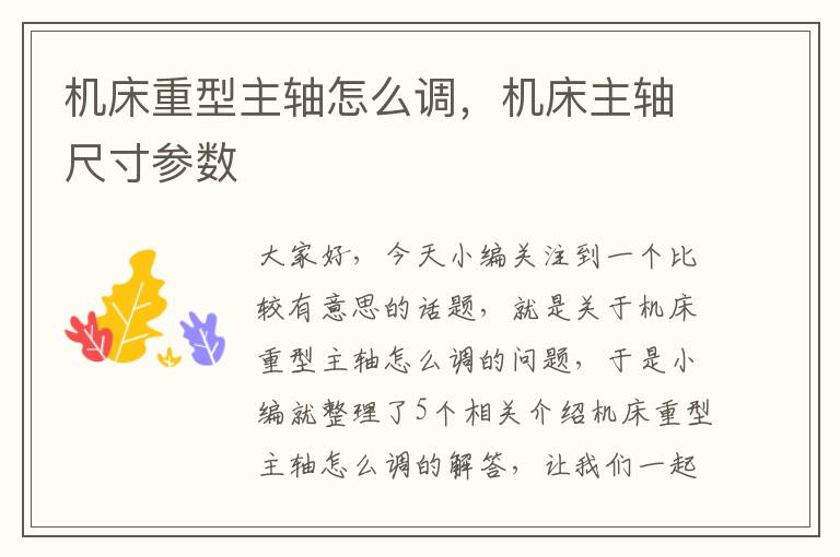 机床重型主轴怎么调,机床主轴尺寸参数