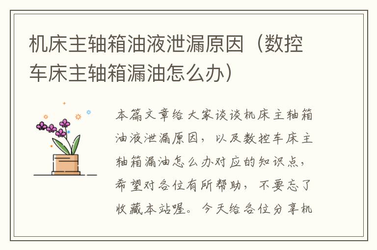 机床主轴箱油液泄漏原因(数控车床主轴箱漏油怎么办)