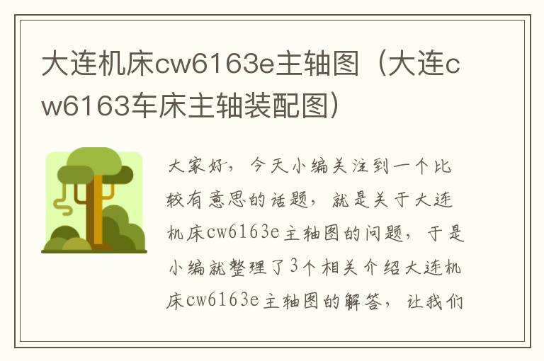 大连机床cw6163e主轴图(大连cw6163车床主轴装配图)