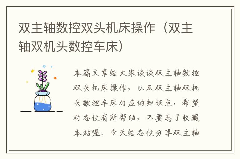 双主轴数控双头机床操作(双主轴双机头数控车床)