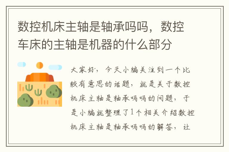 数控机床主轴是轴承吗吗,数控车床的主轴是机器的什么部分