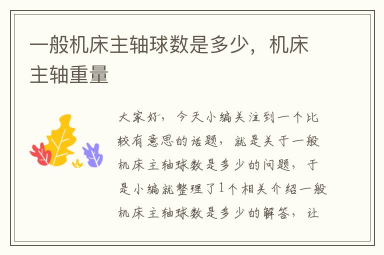 一般机床主轴球数是多少,机床主轴重量
