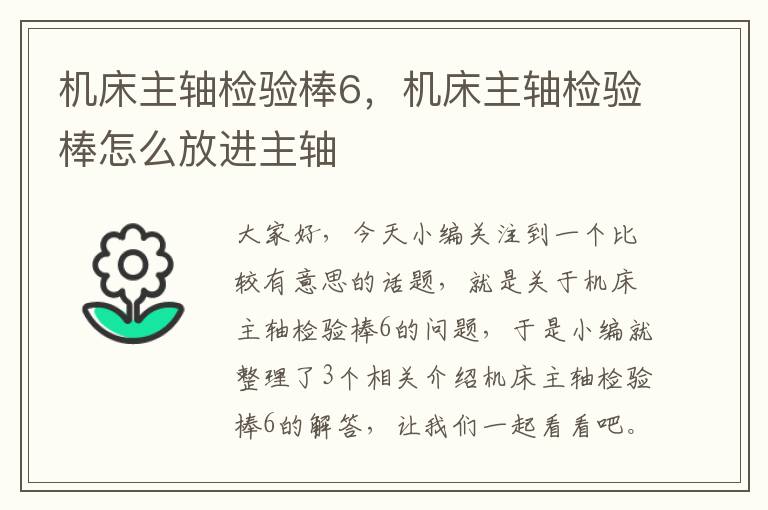 机床主轴检验棒6,机床主轴检验棒怎么放进主轴