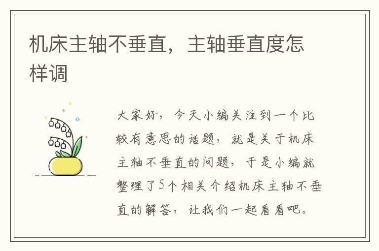 机床主轴不垂直，主轴垂直度怎样调
