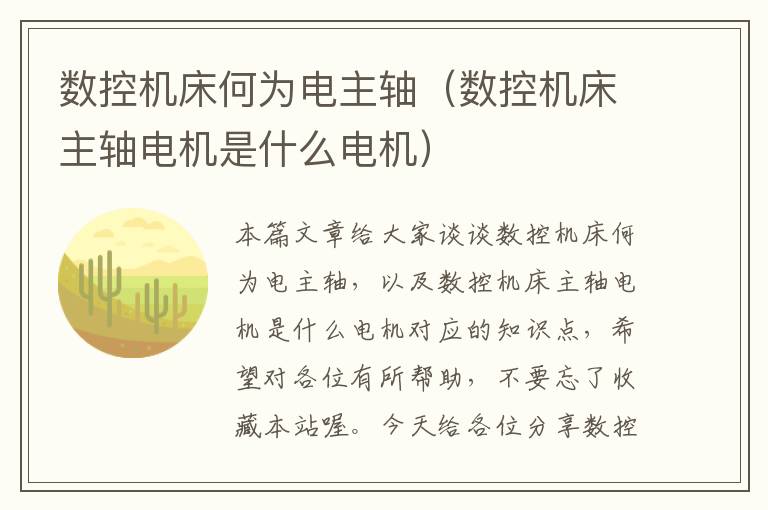 数控机床何为电主轴(数控机床主轴电机是什么电机)