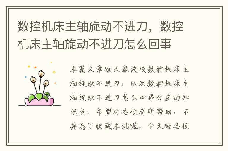 数控机床主轴旋动不进刀,数控机床主轴旋动不进刀怎么回事
