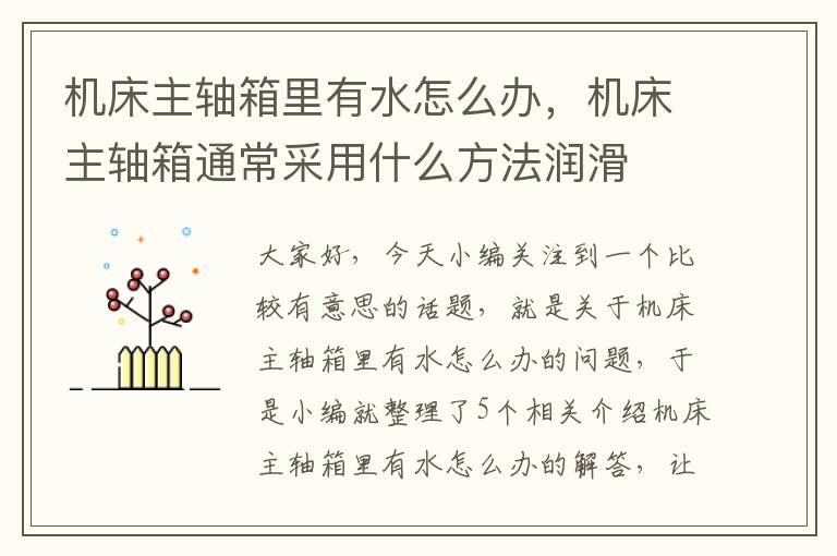 机床主轴箱里有水怎么办,机床主轴箱通常采用什么方法润滑
