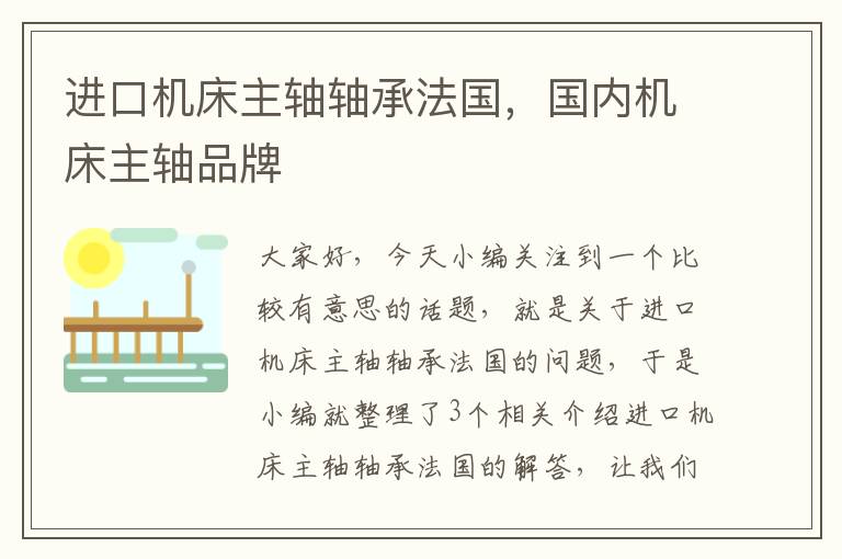 进口机床主轴轴承法国,国内机床主轴品牌