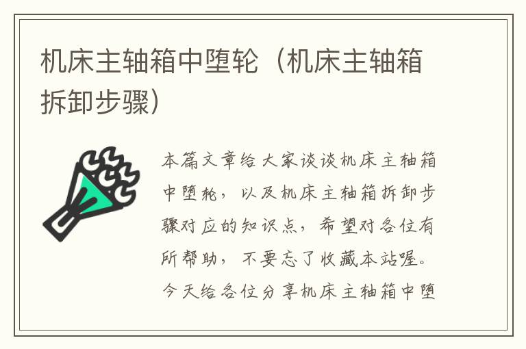 机床主轴箱中堕轮(机床主轴箱拆卸步骤)
