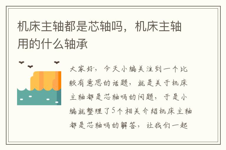 机床主轴都是芯轴吗,机床主轴用的什么轴承
