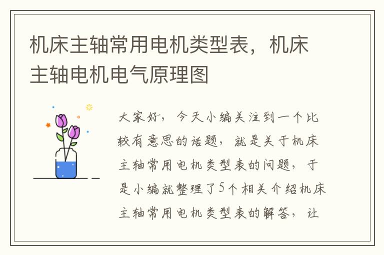 机床主轴常用电机类型表,机床主轴电机电气原理图