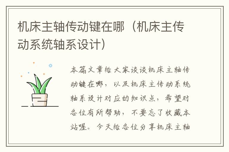 机床主轴传动键在哪(机床主传动系统轴系设计)