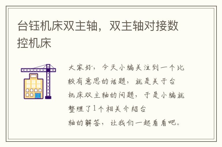 台钰机床双主轴,双主轴对接数控机床