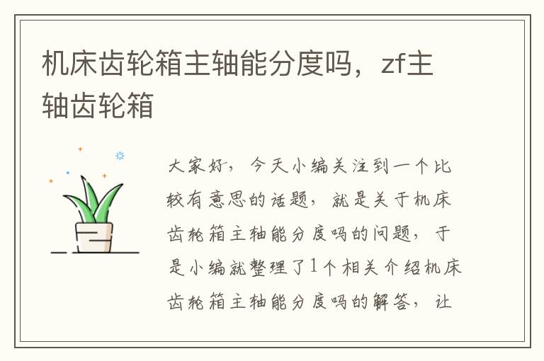 机床齿轮箱主轴能分度吗,zf主轴齿轮箱