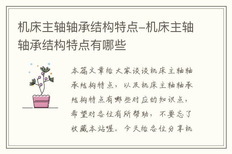 机床主轴轴承结构特点-机床主轴轴承结构特点有哪些