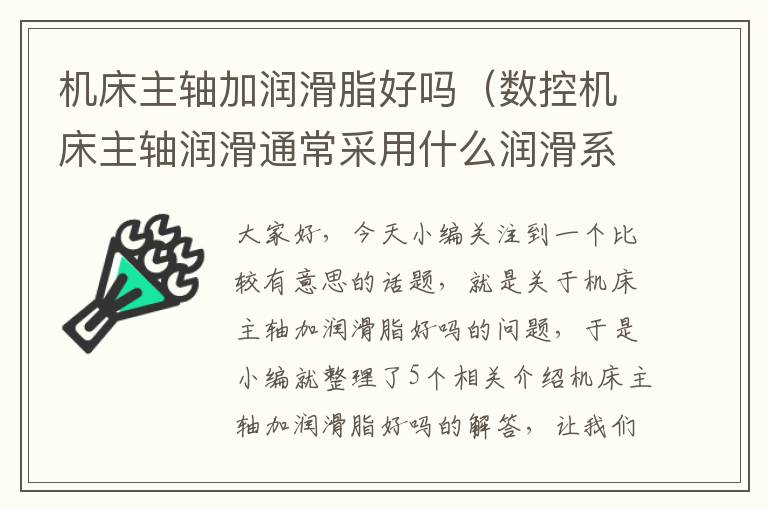 机床主轴加润滑脂好吗(数控机床主轴润滑通常采用什么润滑系统)