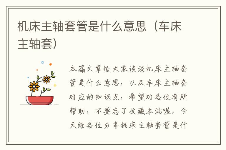 机床主轴套管是什么意思(车床主轴套)