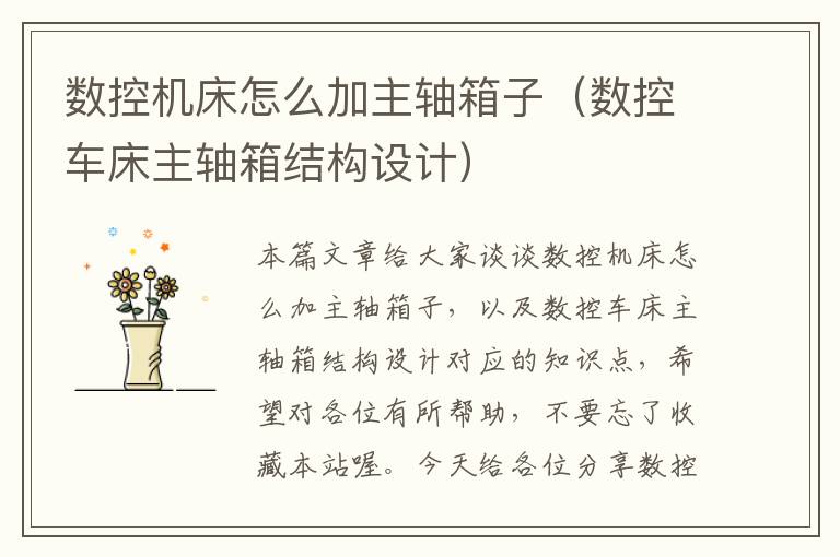 数控机床怎么加主轴箱子(数控车床主轴箱结构设计)