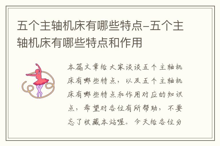 五个主轴机床有哪些特点-五个主轴机床有哪些特点和作用
