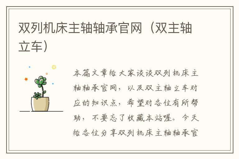 双列机床主轴轴承官网(双主轴立车)