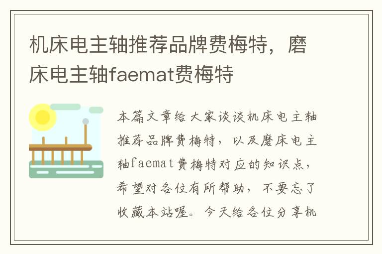 机床电主轴推荐品牌费梅特,磨床电主轴faemat费梅特
