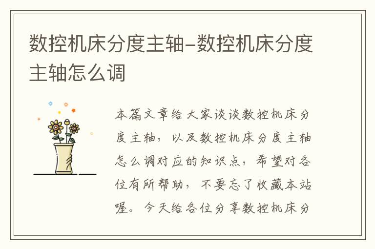 数控机床分度主轴-数控机床分度主轴怎么调