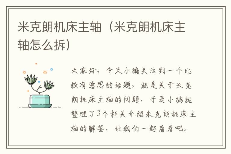 米克朗机床主轴(米克朗机床主轴怎么拆)