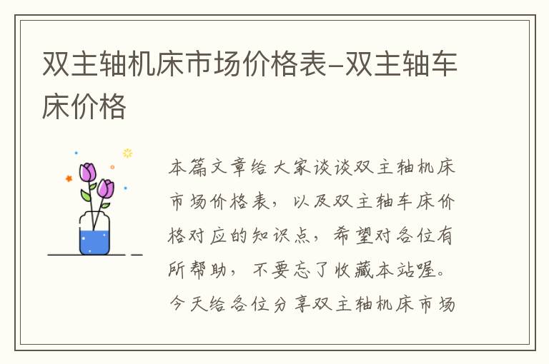 双主轴机床市场价格表-双主轴车床价格