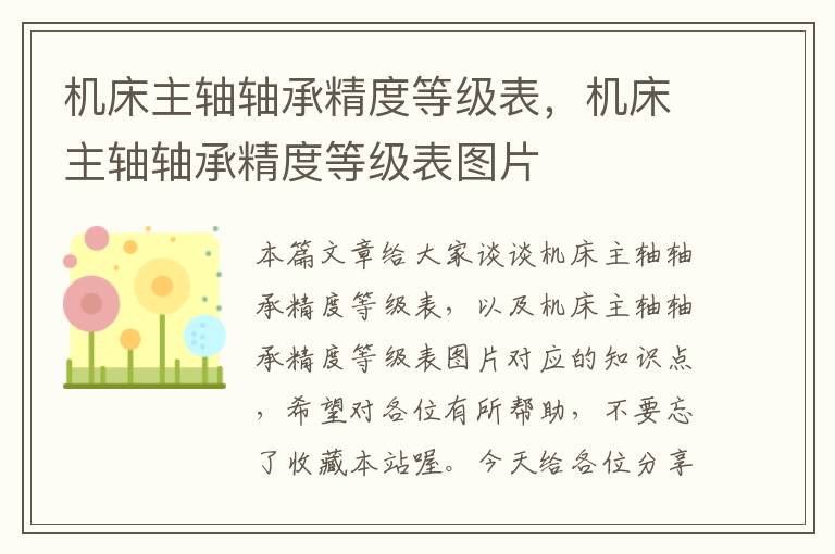 机床主轴轴承精度等级表,机床主轴轴承精度等级表图片