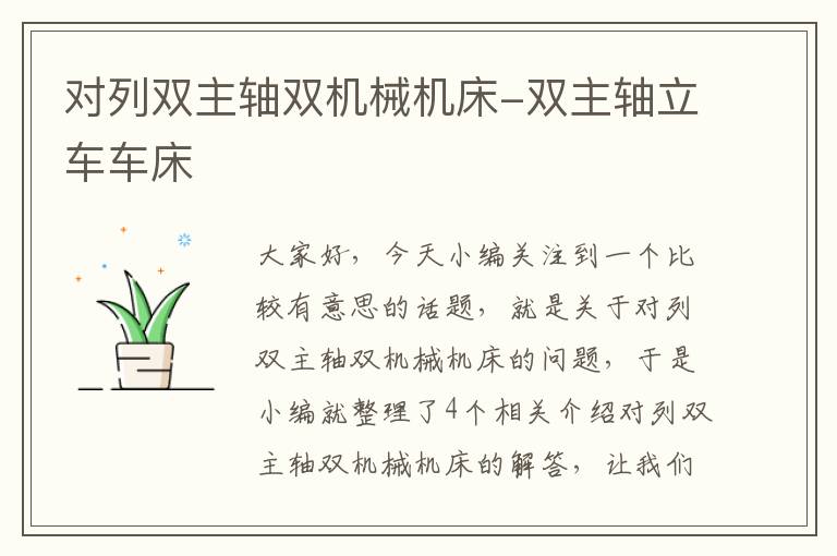 对列双主轴双机械机床-双主轴立车车床