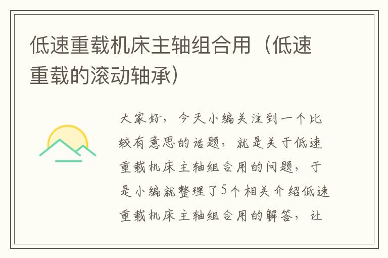 低速重载机床主轴组合用(低速重载的滚动轴承)