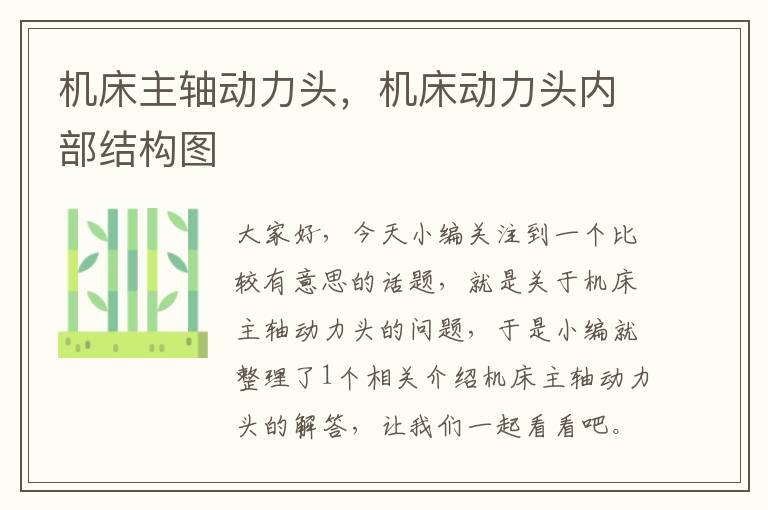 机床主轴动力头,机床动力头内部结构图