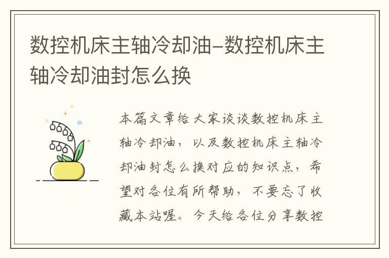 数控机床主轴冷却油-数控机床主轴冷却油封怎么换