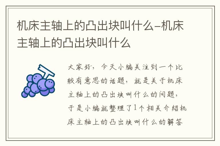 机床主轴上的凸出块叫什么-机床主轴上的凸出块叫什么