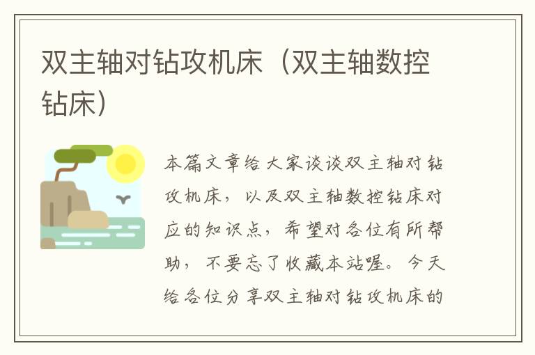 双主轴对钻攻机床(双主轴数控钻床)