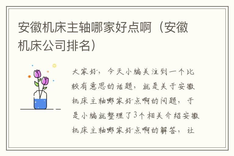 安徽机床主轴哪家好点啊(安徽机床公司排名)