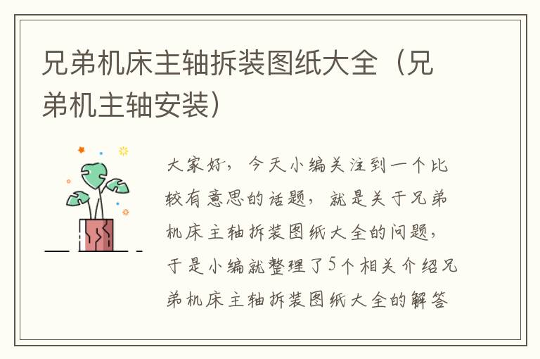 兄弟机床主轴拆装图纸大全(兄弟机主轴安装)