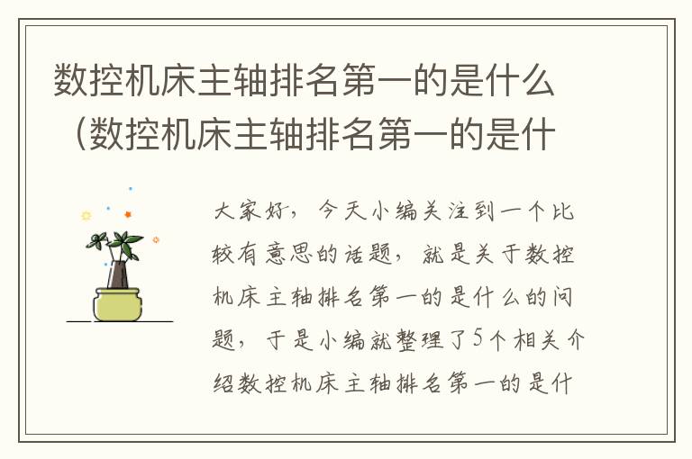 数控机床主轴排名第一的是什么(数控机床主轴排名第一的是什么品牌)