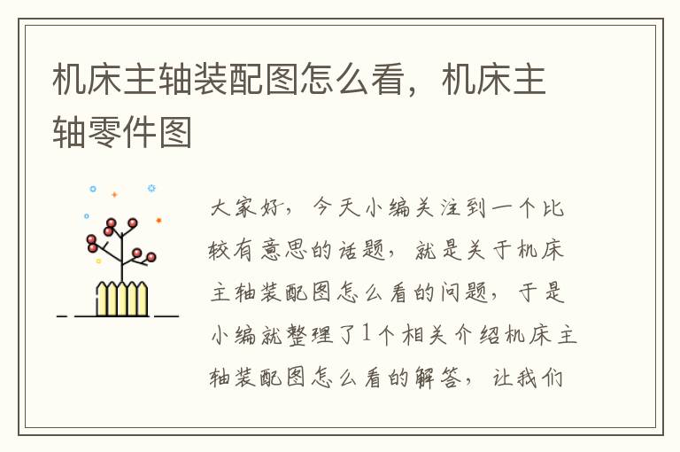 机床主轴装配图怎么看,机床主轴零件图