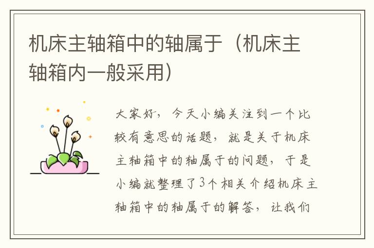 机床主轴箱中的轴属于(机床主轴箱内一般采用)