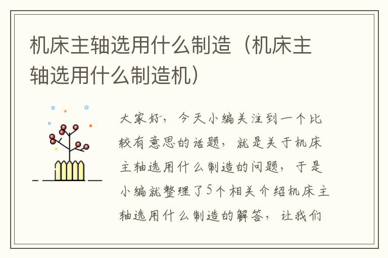机床主轴选用什么制造(机床主轴选用什么制造机)