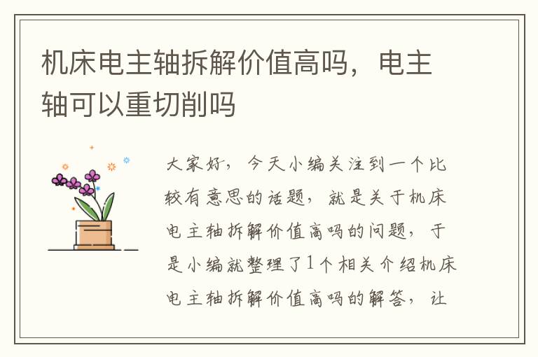 机床电主轴拆解价值高吗,电主轴可以重切削吗
