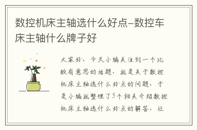 数控机床主轴选什么好点-数控车床主轴什么牌子好