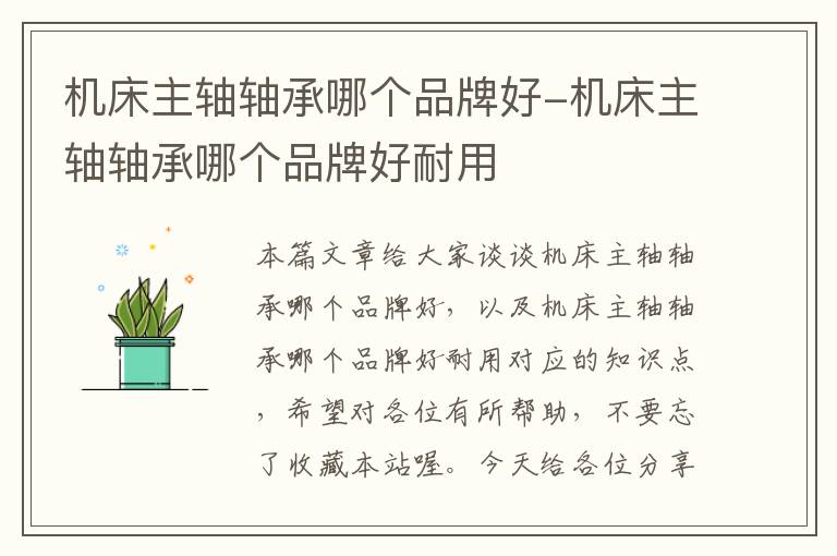 机床主轴轴承哪个品牌好-机床主轴轴承哪个品牌好耐用