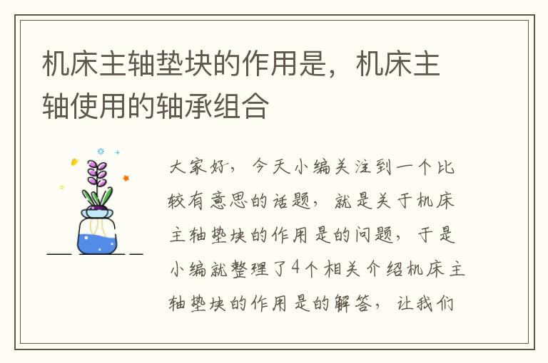 机床主轴垫块的作用是,机床主轴使用的轴承组合