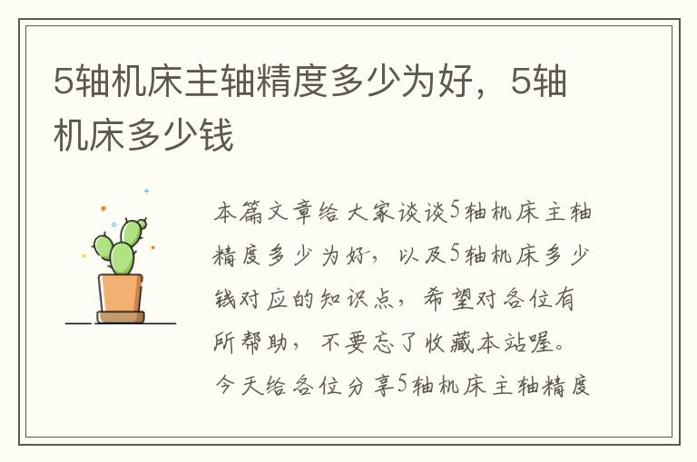 5轴机床主轴精度多少为好,5轴机床多少钱