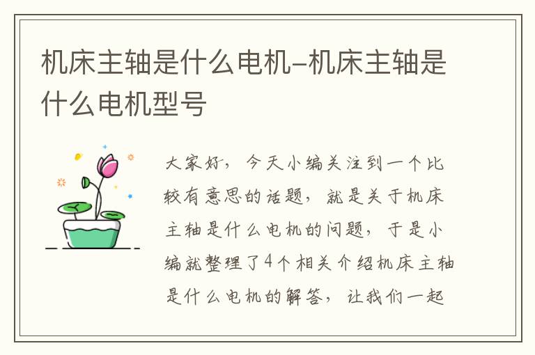 机床主轴是什么电机-机床主轴是什么电机型号