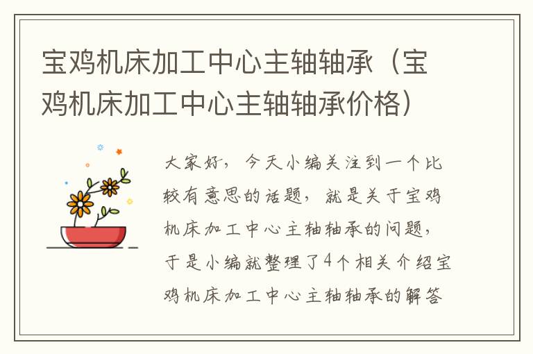宝鸡机床加工中心主轴轴承(宝鸡机床加工中心主轴轴承价格)